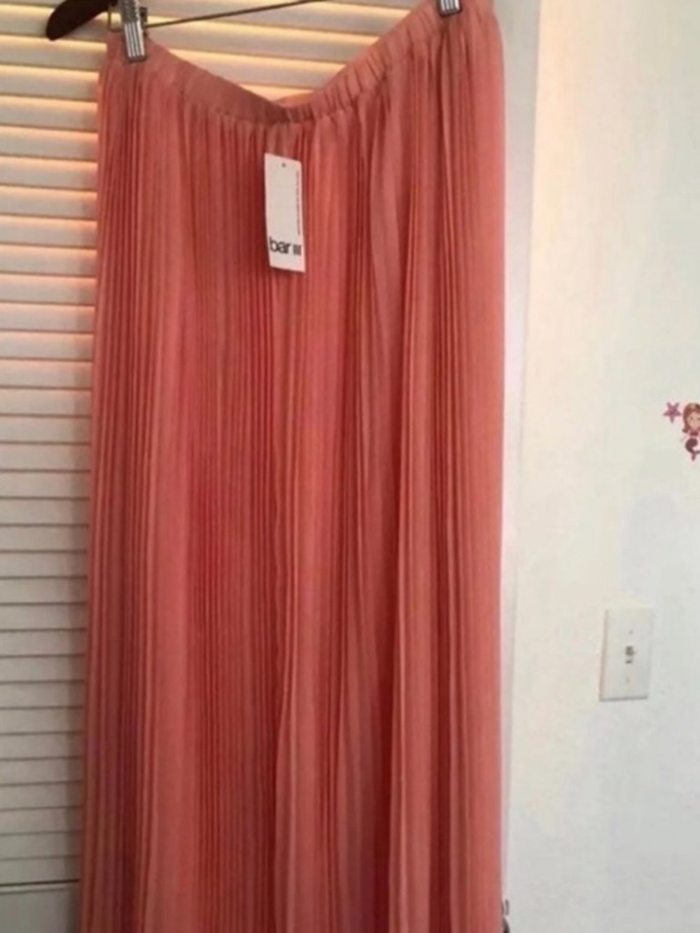 Bar III Pleated Maxi Skirt in light coral size L